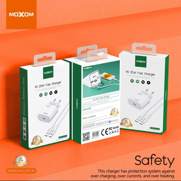 Home Charger Moxom MX-HC139 25W Type C To Type C