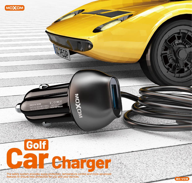 MX-VC18 Car Charger (2.4A) Built-in Charging Cable + (USB Port) Luxury