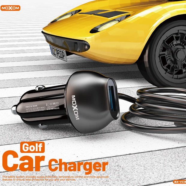 MX-VC18 Car Charger (2.4A) Built-in Charging Cable + (USB Port) Luxury