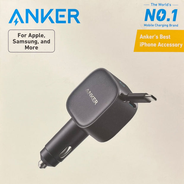 2-in-1 Clutter-Free Car Charger  Anker Nano Car Charger (75w, USB-C Port, Built-In Retractable USB-C Cable) APV-382