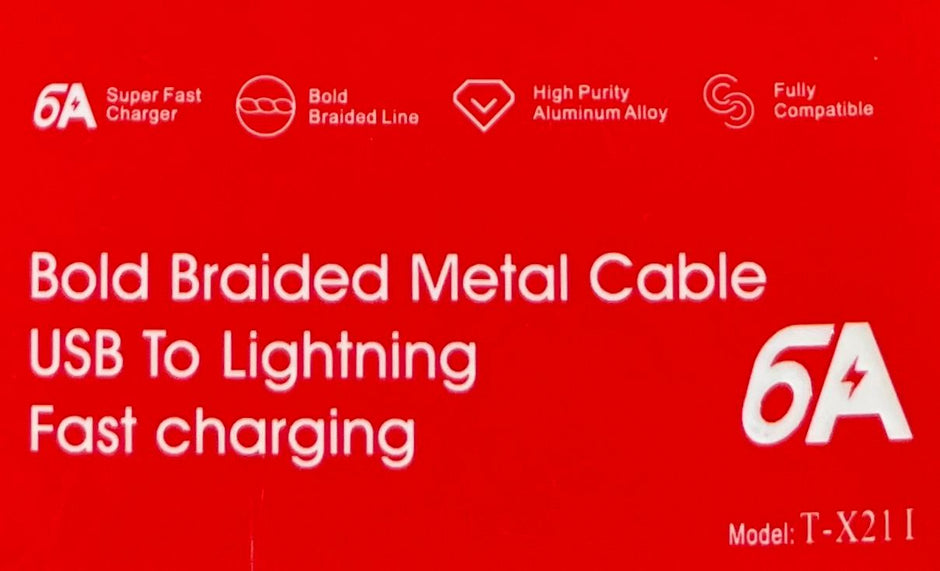 Bold Braided Metal Cable USB To Lightning Fact Charging Cable X21-I