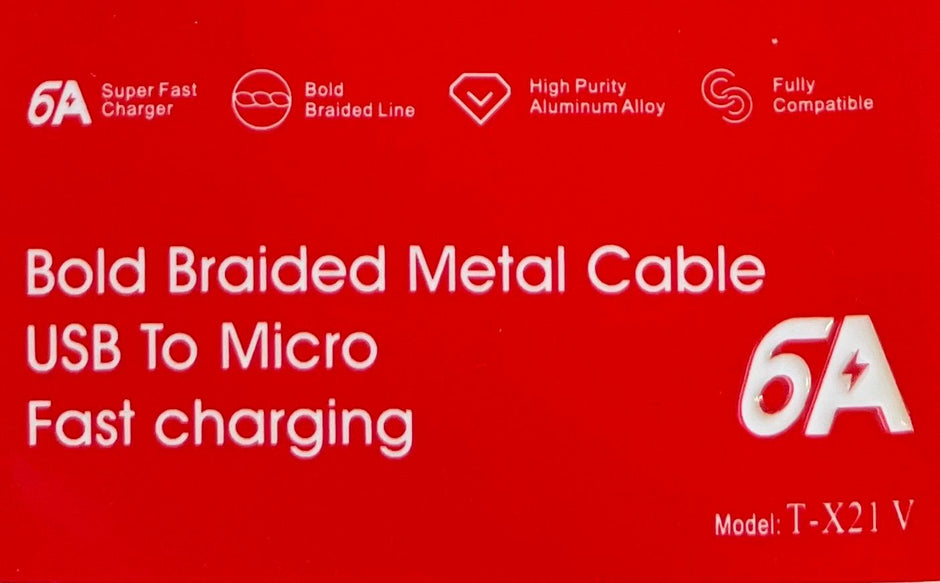 Bold Braided Metal Cable USB To Micro Fast Charging Cable  X21-V