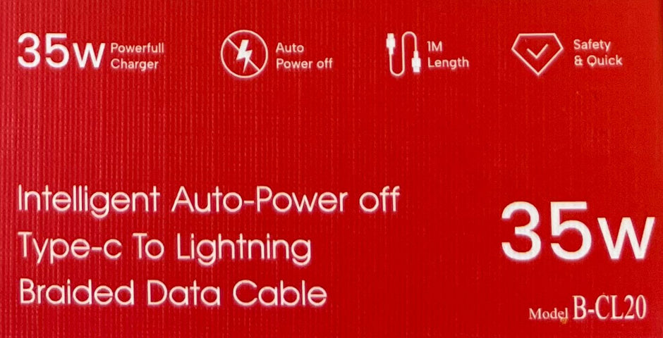 Intelligent Auto-Power off Type-C To Lightning Braided Data Cable CL-20